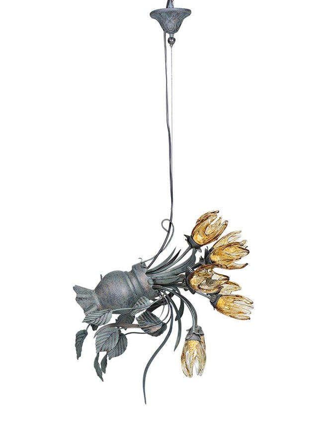 Slanting Flower Pot Chandelier Grey/Yellow