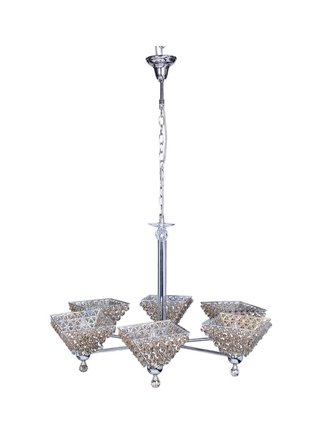 Six Inverted Pyramid Chandelier Silver