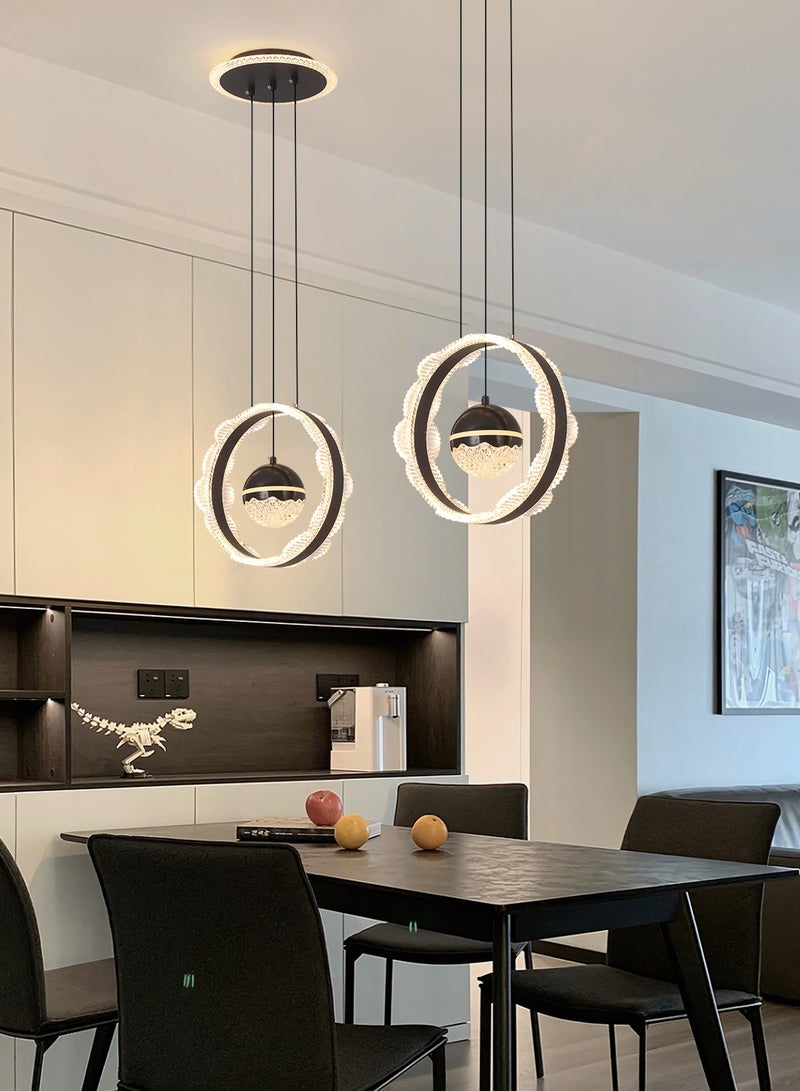 Single Pendant Light Dining Room, Small LED Black Modern Pendant Light Fixtures for Kitchen Island Table, Adjustable Color Temperature Acrylic Pendant Lamp bedroom