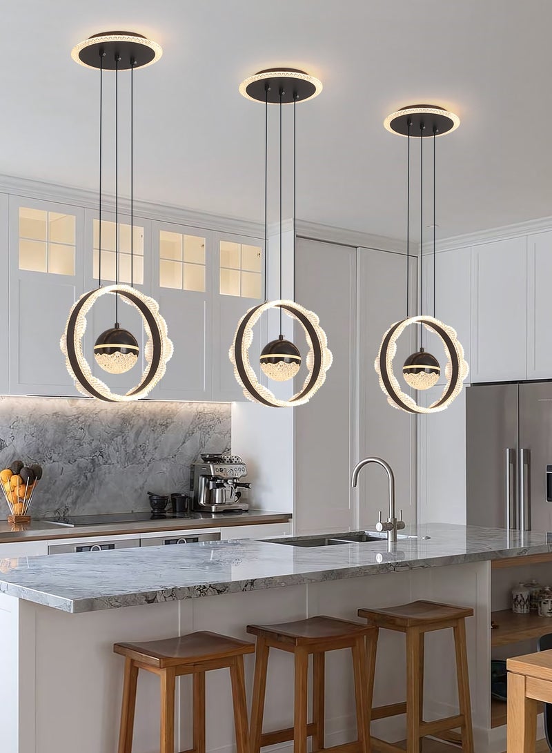 Single Pendant Light Dining Room, Small LED Black Modern Pendant Light Fixtures for Kitchen Island Table, Adjustable Color Temperature Acrylic Pendant Lamp bedroom