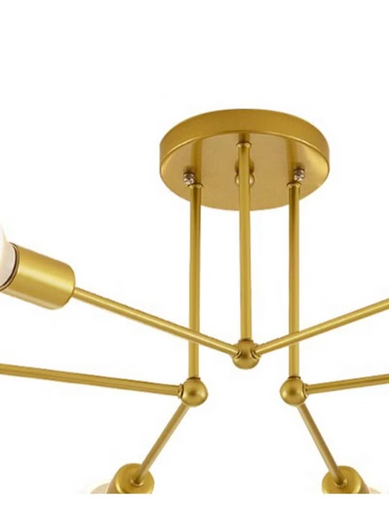 Mid Century Sputnik Chandelier 6-Lights, Industrial Semi Flush Mount Ceiling Light Fixture, Black Modern Ceiling Lamp for Kitchen Farmhouse Dining Room Bedroom Foyer (Bulbs NOT Included)