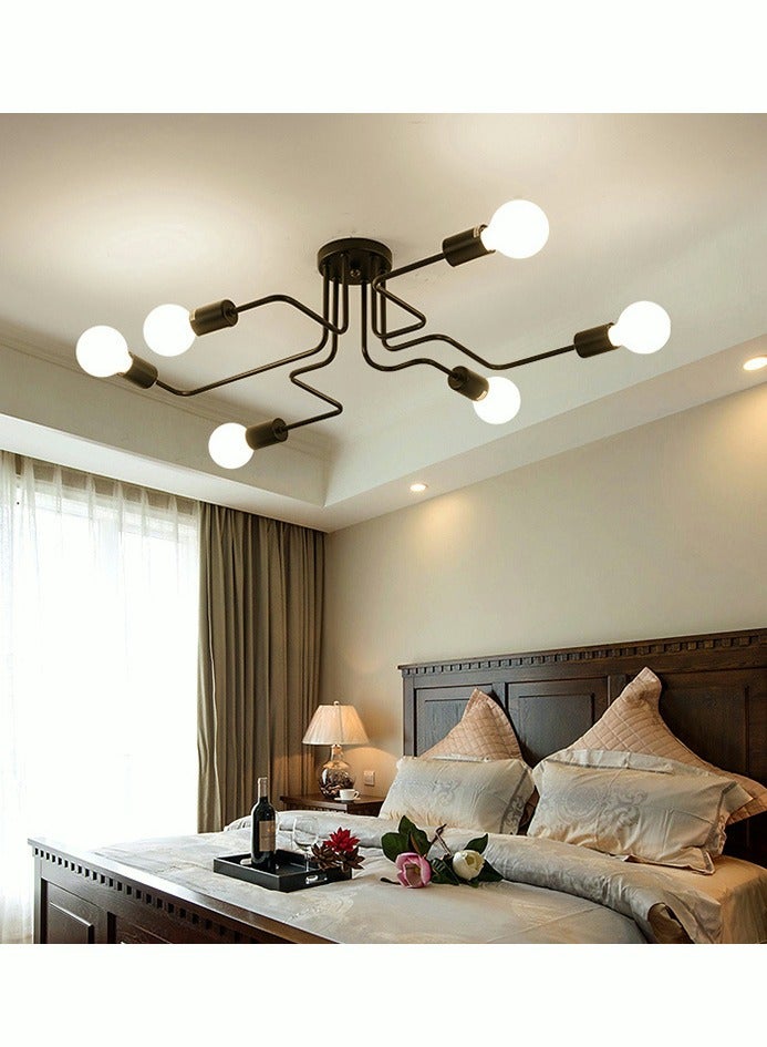 8-Light Ceiling Light Modern Semi Flush Mount Ceiling Light Fixture Metal Chandelier for Farmhouse Dining Room Living Room Bedroom Kitchen