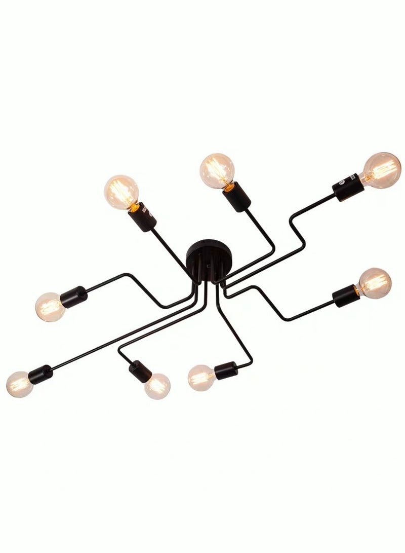 8-Light Ceiling Light Modern Semi Flush Mount Ceiling Light Fixture Metal Chandelier for Farmhouse Dining Room Living Room Bedroom Kitchen