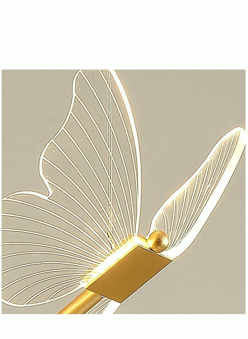 Modern Butterfly LED Pendant Light Kitchen Island Gold Dimmable Single Hanging Lamp Ceiling Nordic Gradient Blue Pink Chandelier for Girls Bedroom Dining Room Foyer Staircase Living Room