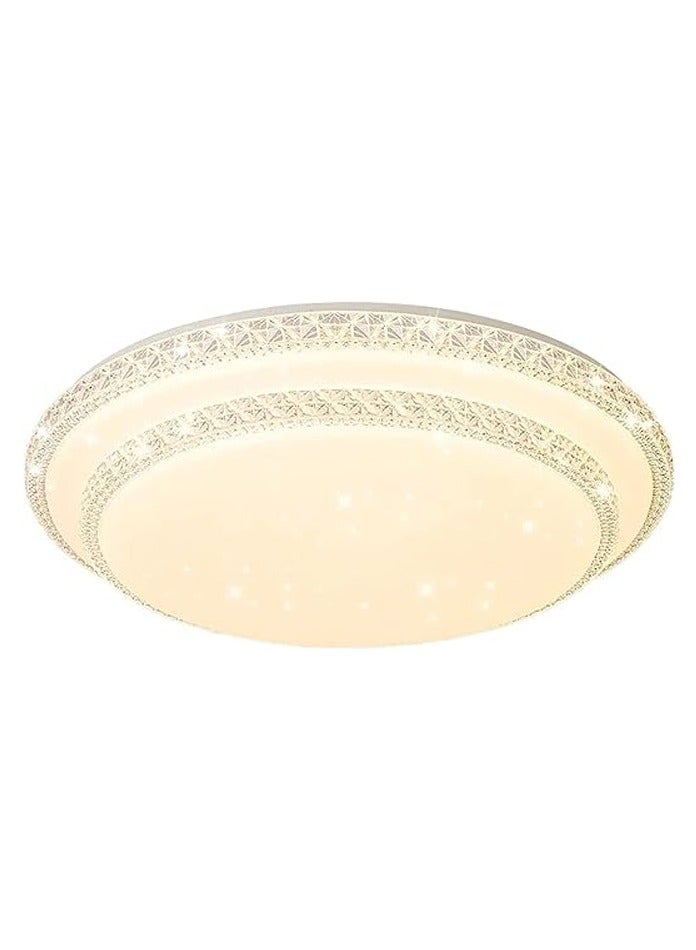 Double Layer White Crystal Ceiling Lamp, 3 Colour Changing Warm Natural Cool White For Bedroom Livingroom Hallway Kids Study Office Lounge Dining