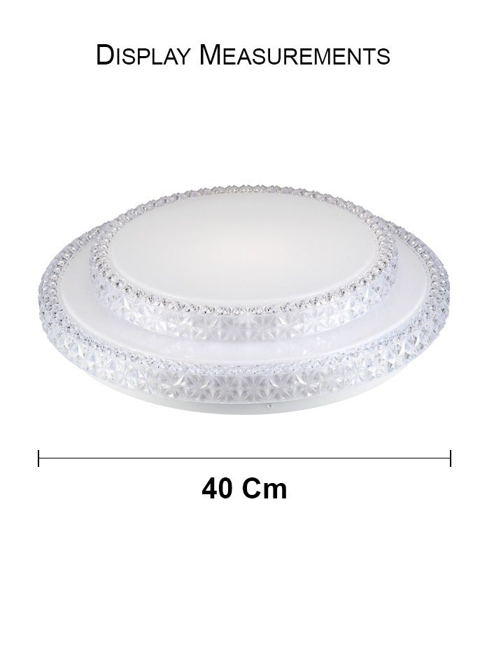 Double Layer White Crystal Ceiling Lamp, 3 Colour Changing Warm Natural Cool White For Bedroom Livingroom Hallway Kids Study Office Lounge Dining