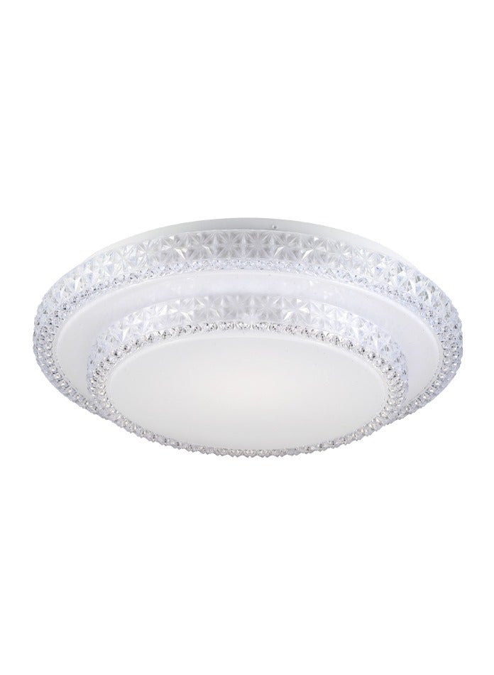 Double Layer White Crystal Ceiling Lamp, 3 Colour Changing Warm Natural Cool White For Bedroom Livingroom Hallway Kids Study Office Lounge Dining