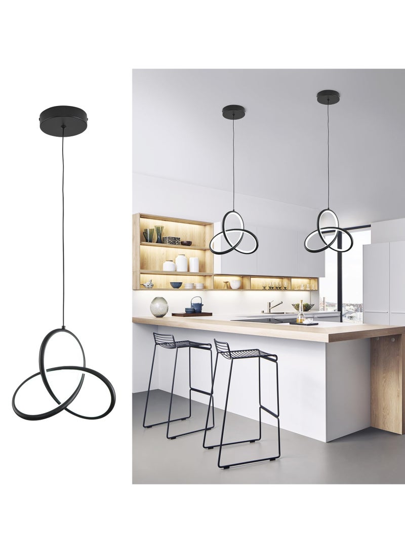 LED Pendant Light 20W Modern Chandelier Lighting Fixture Adjustable Hanging Lamp Black Dimmable Ceiling Pendant Lights Kitchen for Bedroom Bedside Dining Room Living Room Hallway Bar Office