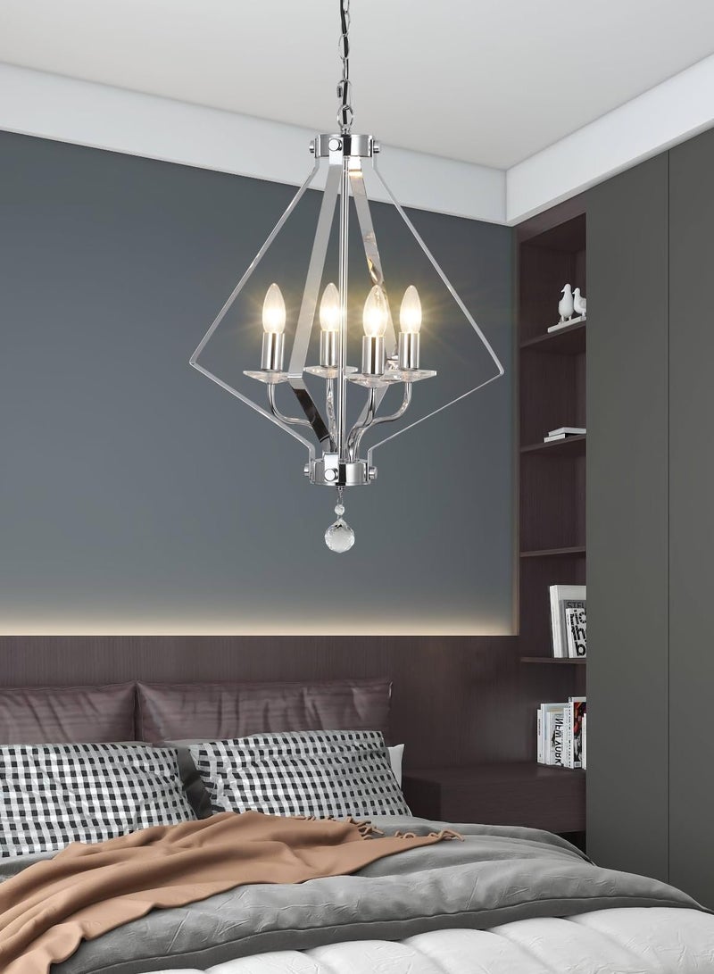 Kitchen Island Pendant Light 45 cm Industrial Modern Lighting with Adjustable Chain 120 cm Silver 4 Lights