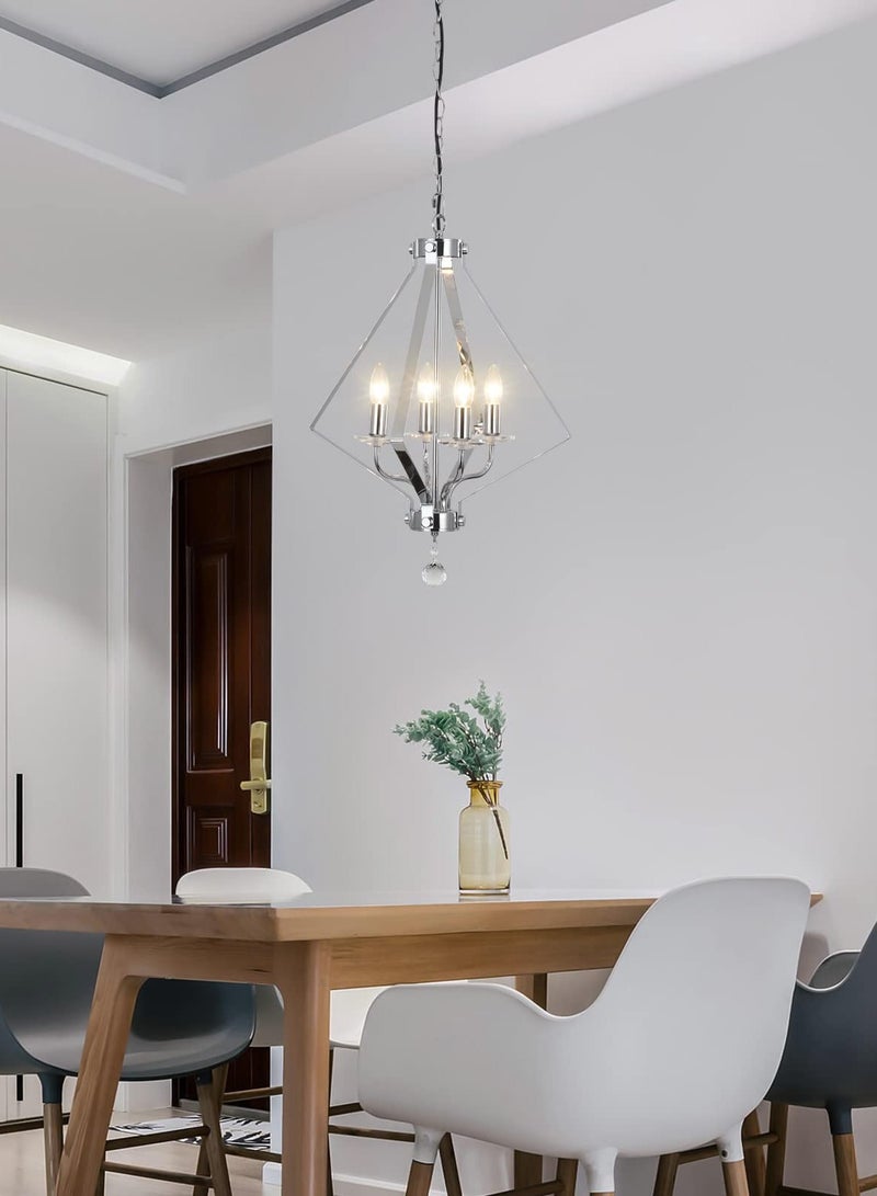 Kitchen Island Pendant Light 45 cm Industrial Modern Lighting with Adjustable Chain 120 cm Silver 4 Lights