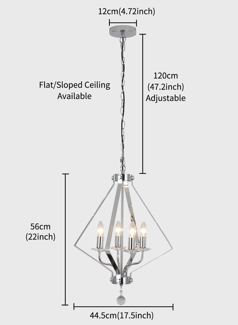 Kitchen Island Pendant Light 45 cm Industrial Modern Lighting with Adjustable Chain 120 cm Silver 4 Lights