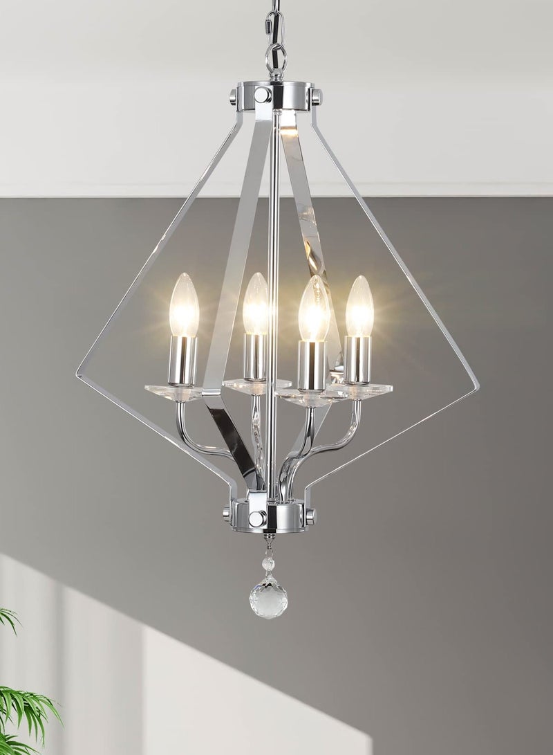 Kitchen Island Pendant Light 45 cm Industrial Modern Lighting with Adjustable Chain 120 cm Silver 4 Lights