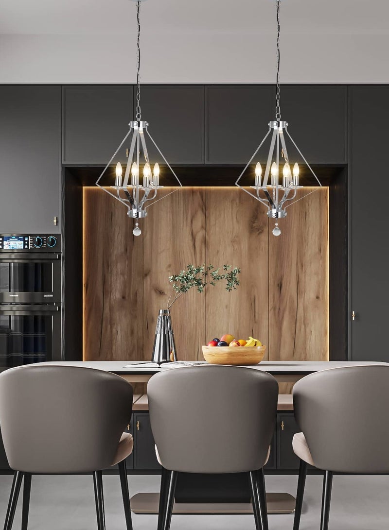 Kitchen Island Pendant Light 45 cm Industrial Modern Lighting with Adjustable Chain 120 cm Silver 4 Lights