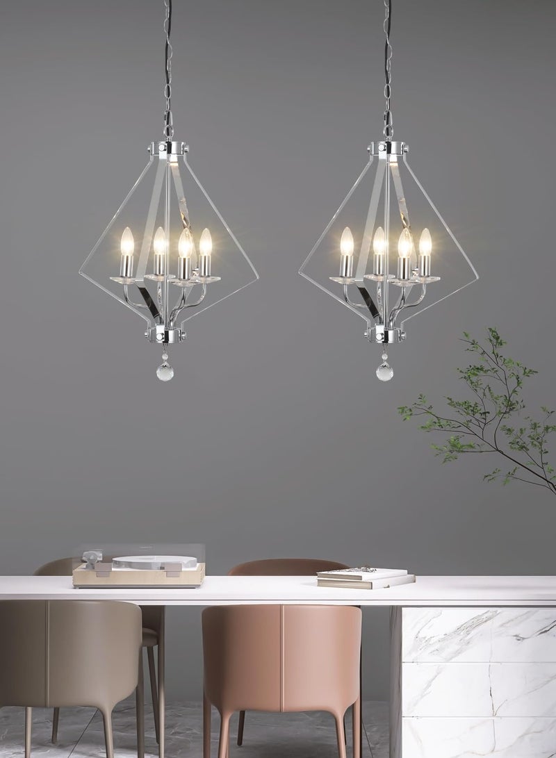 Kitchen Island Pendant Light 45 cm Industrial Modern Lighting with Adjustable Chain 120 cm Silver 4 Lights