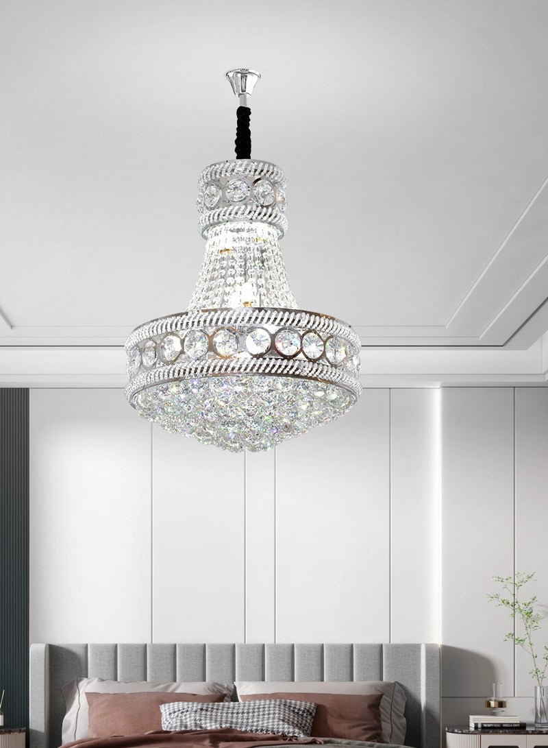 LED Crystal Chandelier - Modern Silver Aluminum and Crystal Chandeliers for Dining Room - 14W, 4000K - Perfect for Living Room, Restaurant and Bedroom