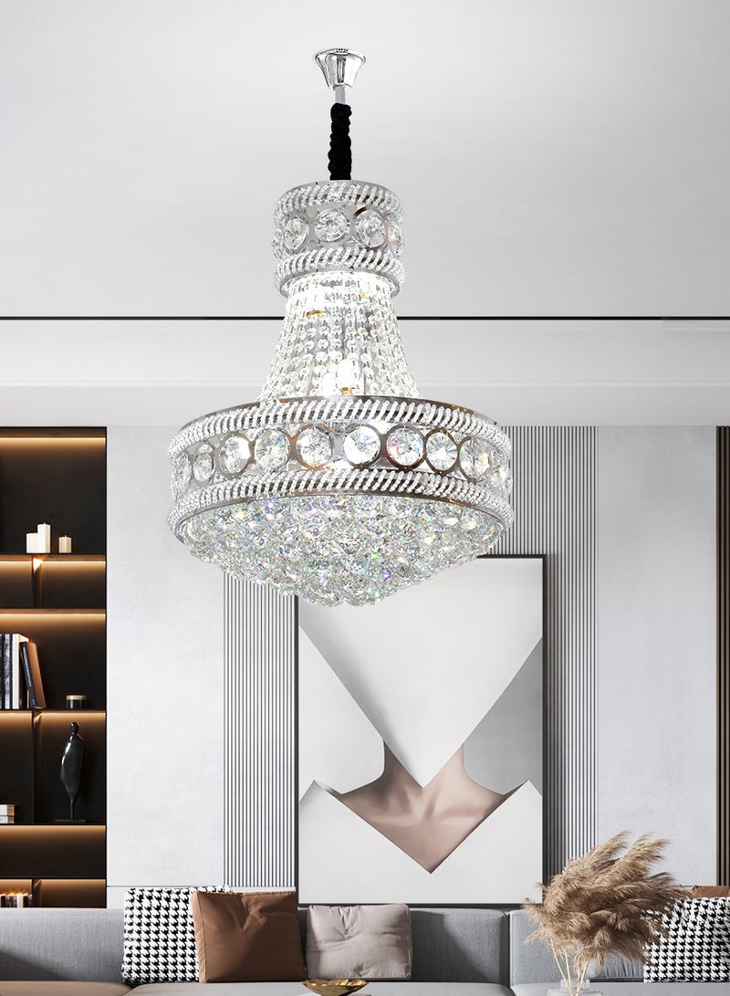 LED Crystal Chandelier - Modern Silver Aluminum and Crystal Chandeliers for Dining Room - 14W, 4000K - Perfect for Living Room, Restaurant and Bedroom