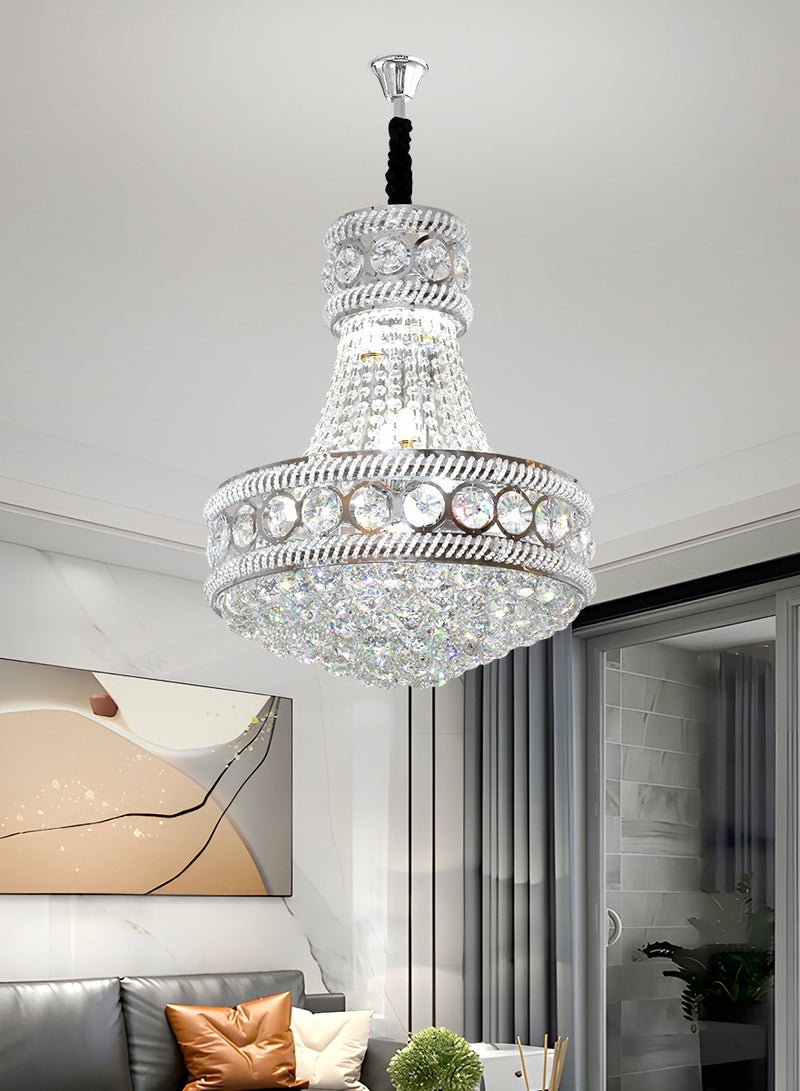 LED Crystal Chandelier - Modern Silver Aluminum and Crystal Chandeliers for Dining Room - 14W, 4000K - Perfect for Living Room, Restaurant and Bedroom