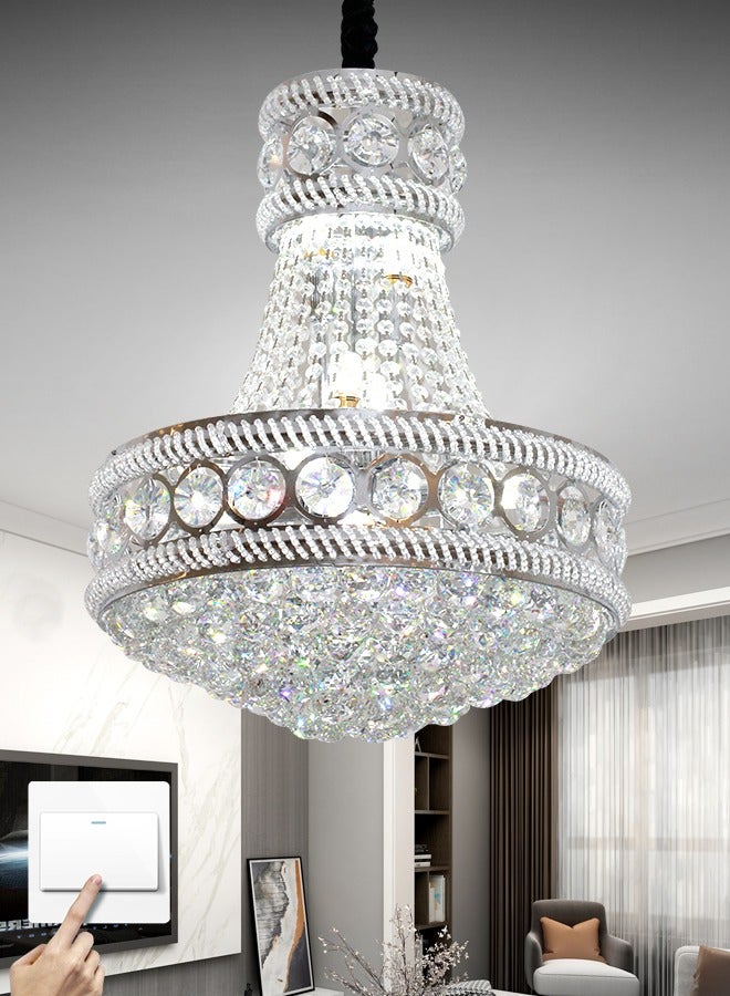 LED Crystal Chandelier - Modern Silver Aluminum and Crystal Chandeliers for Dining Room - 14W, 4000K - Perfect for Living Room, Restaurant and Bedroom