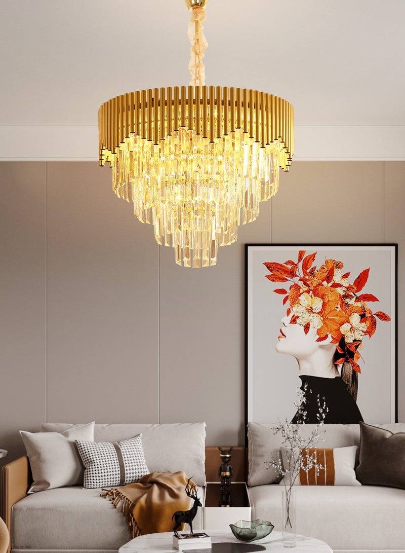 Luxury Crystal Chandelier Living Room,Dia 50cm Modern Gold Crystal Chandelier Light, Crystal Chandelier Lamp Fixture for Dining Room, Hotel Hall Art Decor Hanging Lamp