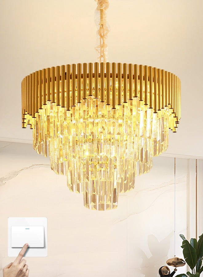 Luxury Crystal Chandelier Living Room,Dia 50cm Modern Gold Crystal Chandelier Light, Crystal Chandelier Lamp Fixture for Dining Room, Hotel Hall Art Decor Hanging Lamp