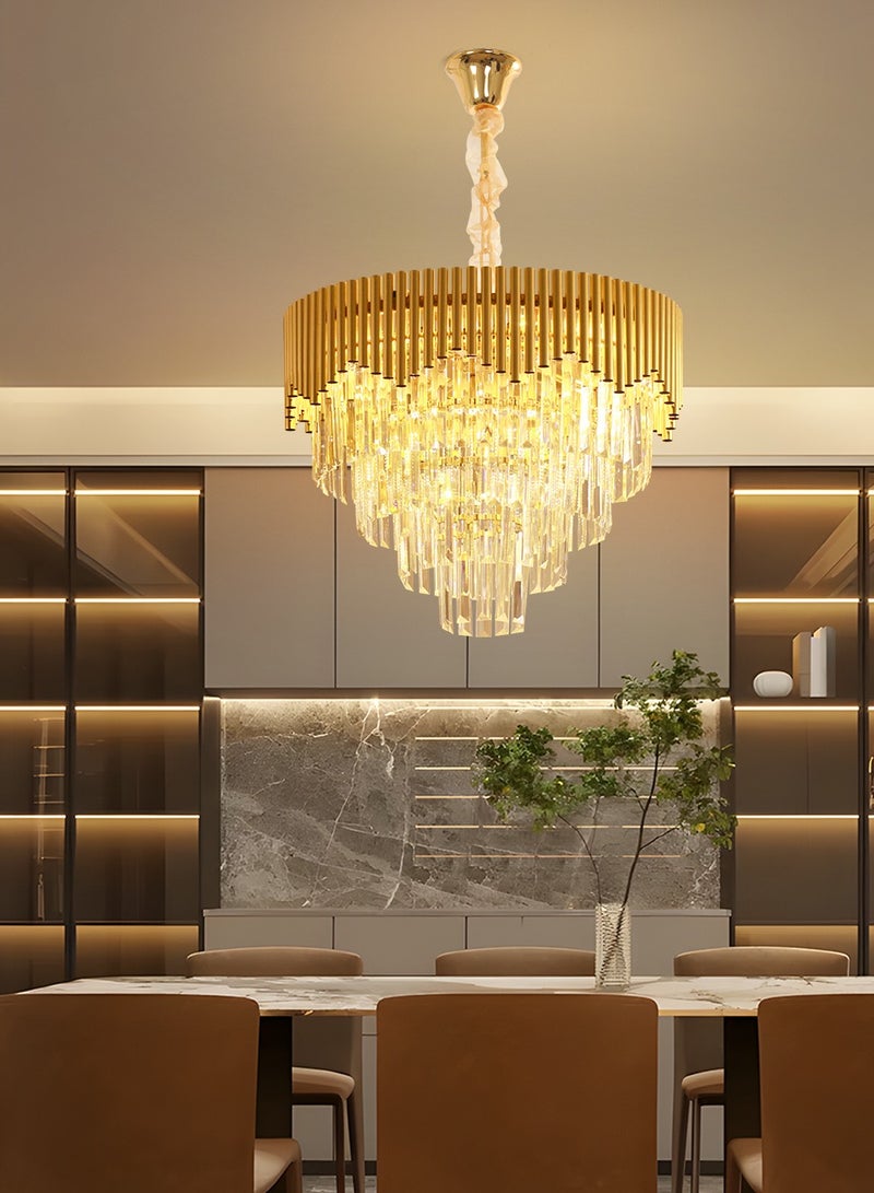 Luxury Crystal Chandelier Living Room,Dia 50cm Modern Gold Crystal Chandelier Light, Crystal Chandelier Lamp Fixture for Dining Room, Hotel Hall Art Decor Hanging Lamp