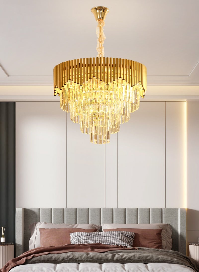 Luxury Crystal Chandelier Living Room,Dia 50cm Modern Gold Crystal Chandelier Light, Crystal Chandelier Lamp Fixture for Dining Room, Hotel Hall Art Decor Hanging Lamp