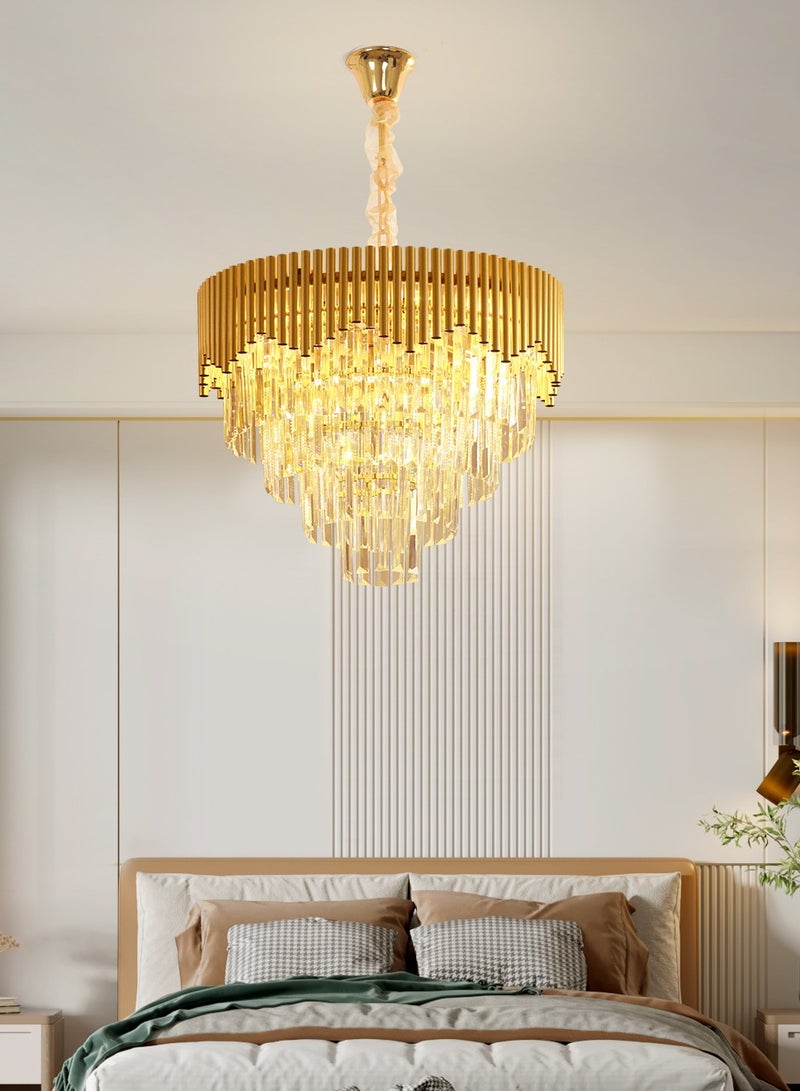 Luxury Crystal Chandelier Living Room,Dia 50cm Modern Gold Crystal Chandelier Light, Crystal Chandelier Lamp Fixture for Dining Room, Hotel Hall Art Decor Hanging Lamp