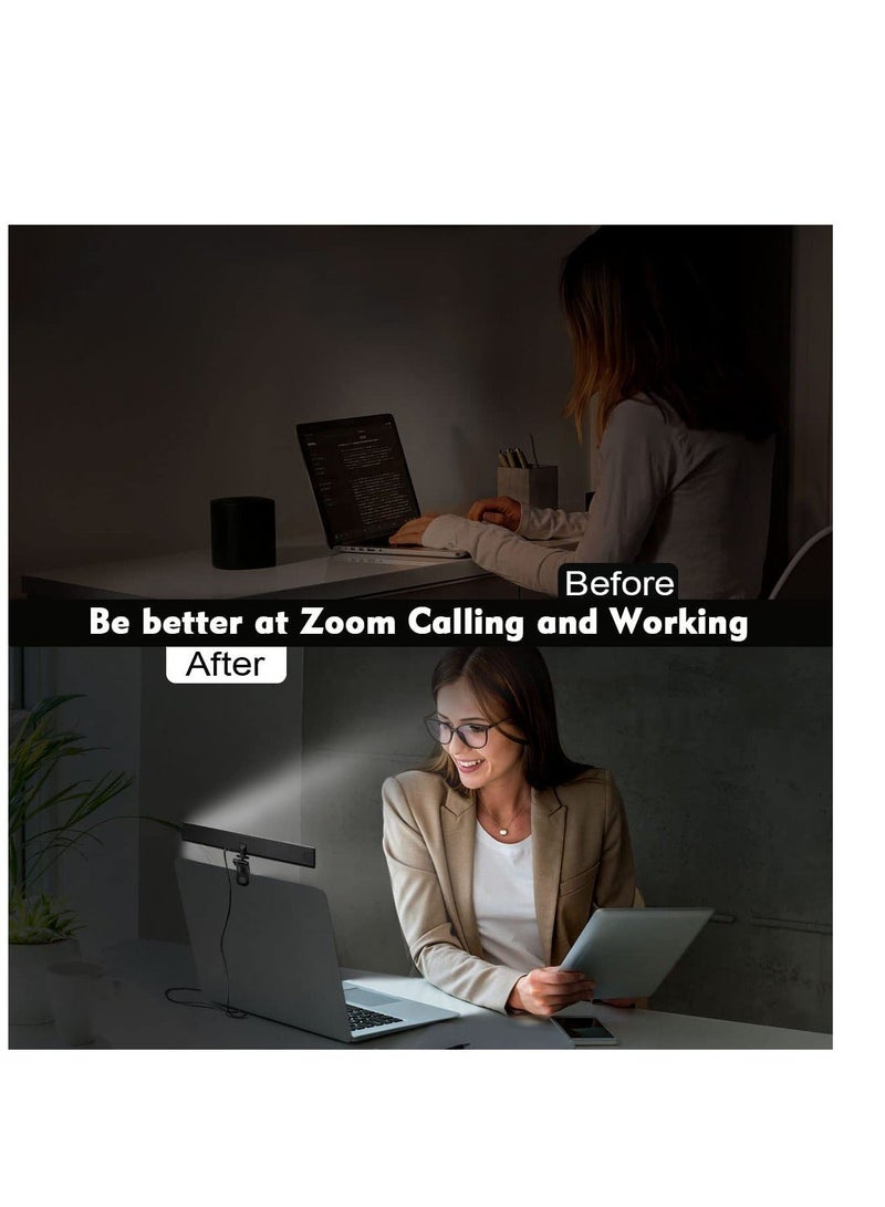 Video Conference Lighting For Laptop, Webcam Light for Streaming, Zoom Computer, LED Monitor and Laptop Light, Maximum Brightness 9000K, 3 Modes, 10 Adjustable