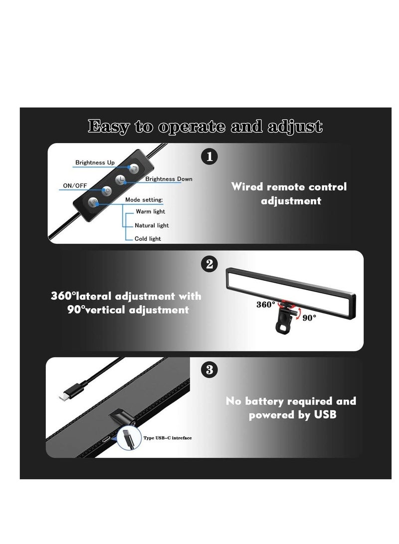 Video Conference Lighting For Laptop, Webcam Light for Streaming, Zoom Computer, LED Monitor and Laptop Light, Maximum Brightness 9000K, 3 Modes, 10 Adjustable