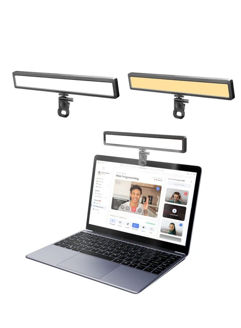 Video Conference Lighting For Laptop, Webcam Light for Streaming, Zoom Computer, LED Monitor and Laptop Light, Maximum Brightness 9000K, 3 Modes, 10 Adjustable