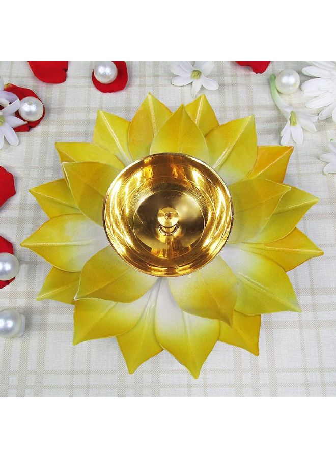 Lotus Shape Large Kuber Diwali Diya Gold/Yellow 6inch