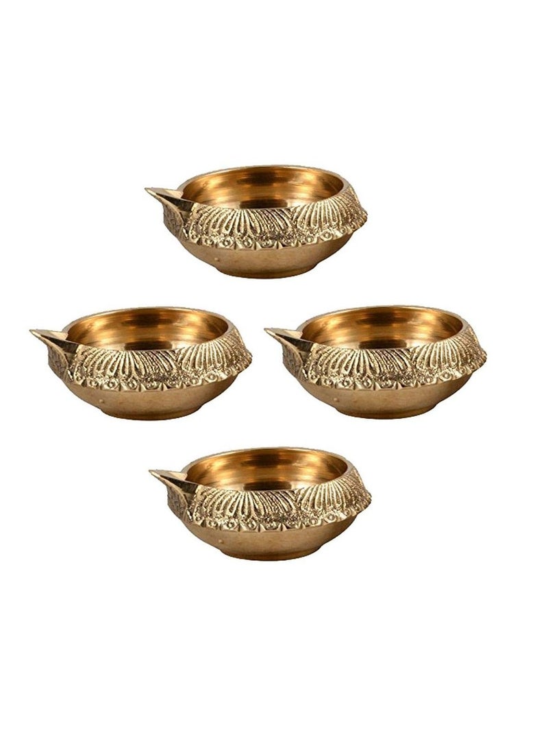 Hashcart Brass Diya 8 Pc Diwali Diyas Lamp for Pooja Deepam Deepak for Diwali Decorations