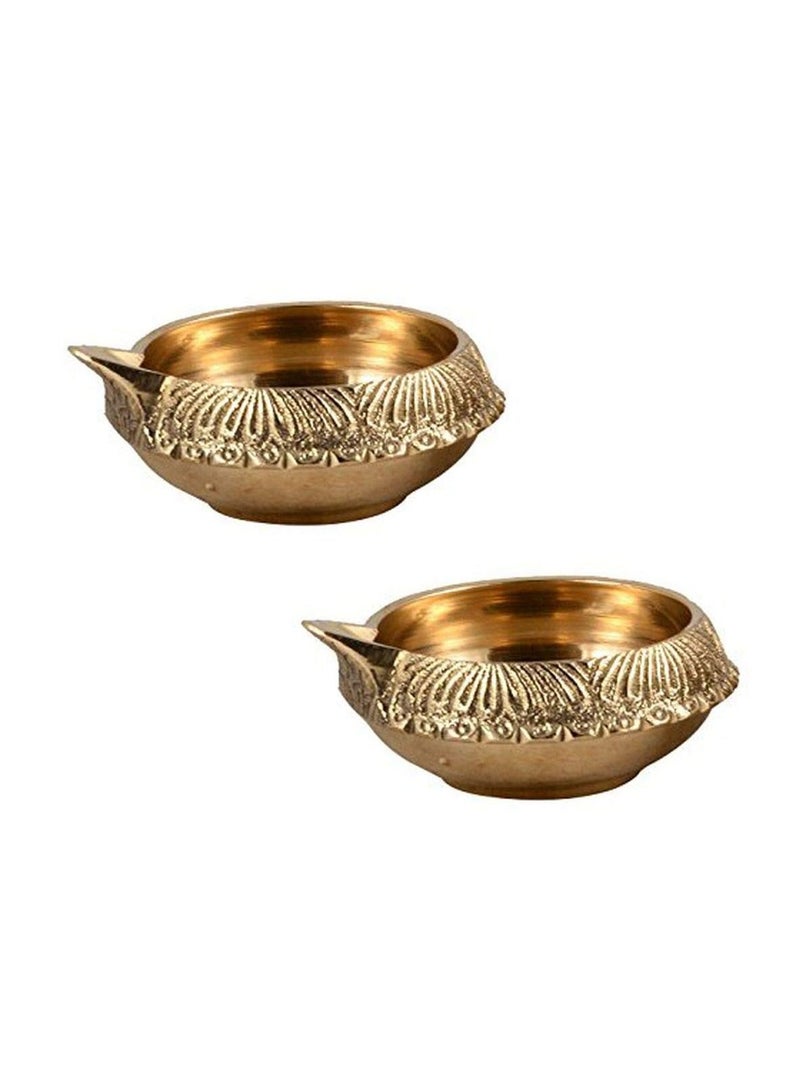 Hashcart Brass Diya 8 Pc Diwali Diyas Lamp for Pooja Deepam Deepak for Diwali Decorations