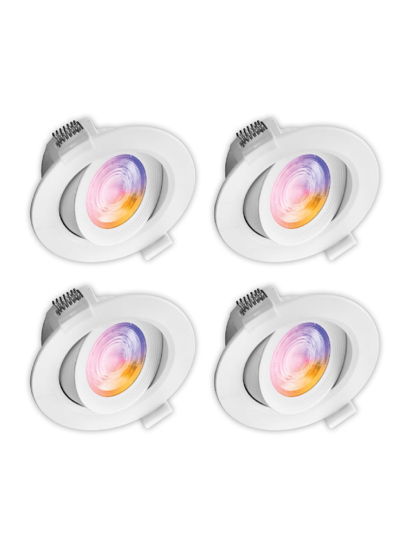 Saska smart wi-fi led downlight laza 5w tunable white dimmable color changing adjustable angle recessed Light ceiling lighting fixtures works with alexa and google home (Pack of 4)