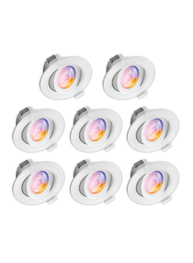 Saska smart wi-fi led downlight laza 5w tunable white dimmable color changing adjustable angle recessed Light ceiling lighting fixtures works with alexa and google home (Pack of 8)
