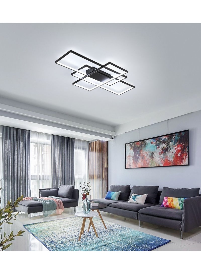 Dimmable Square LED Ceiling Lights, Ceiling Modern Light Acrylic Flush Mount Ceiling Lamps with Remote Control, 50W Black Ceiling Light Fixture for Living Dining Room Bedroom Kitchen