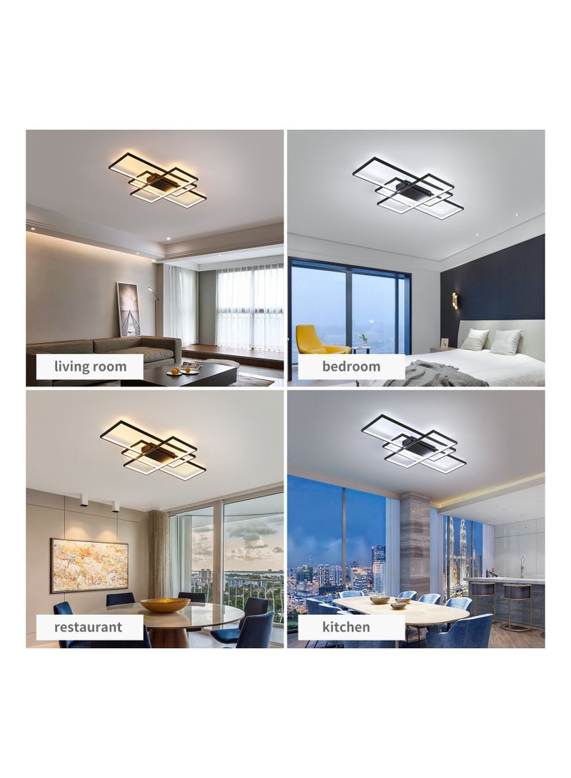 Dimmable Square LED Ceiling Lights, Ceiling Modern Light Acrylic Flush Mount Ceiling Lamps with Remote Control, 50W Black Ceiling Light Fixture for Living Dining Room Bedroom Kitchen