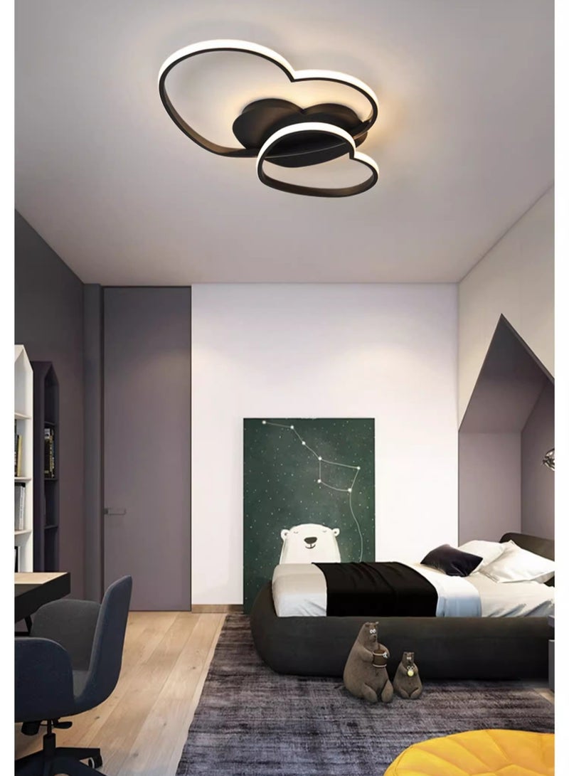 Modern Heart Shaped LED Ceiling Lights In Living Room Dining Room Bedroom Kitchen With Remote Dimmable Light Color Black