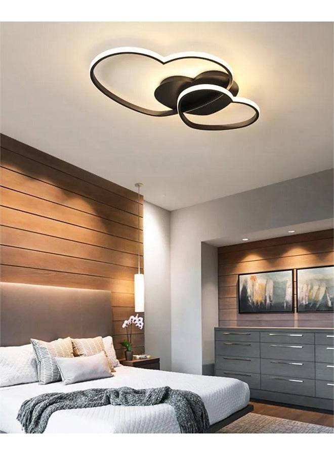 Modern Heart Shaped LED Ceiling Lights In Living Room Dining Room Bedroom Kitchen With Remote Dimmable Light Color Black