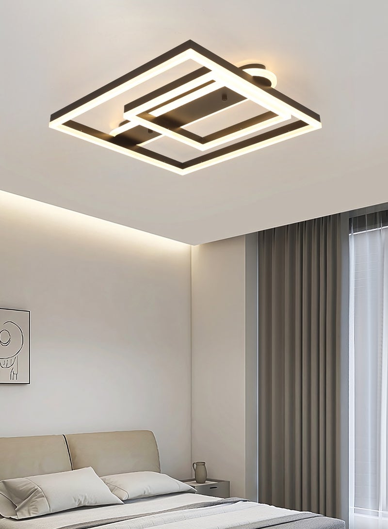 Black Ceiling Light Fixture 50cm Square Modern LED Ceiling Light 86W Flush Mount Dimmable Ceiling Light for Hallway Living Room Dining room Kitchen Hall and Bedroom Acrylic Ceiling Lamps