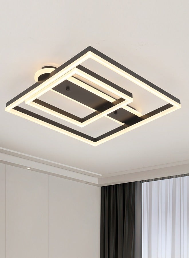 Black Ceiling Light Fixture 50cm Square Modern LED Ceiling Light 86W Flush Mount Dimmable Ceiling Light for Hallway Living Room Dining room Kitchen Hall and Bedroom Acrylic Ceiling Lamps