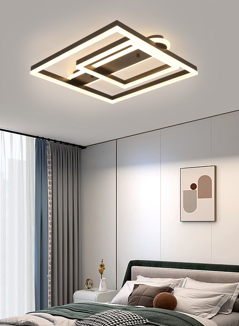 Black Ceiling Light Fixture 50cm Square Modern LED Ceiling Light 86W Flush Mount Dimmable Ceiling Light for Hallway Living Room Dining room Kitchen Hall and Bedroom Acrylic Ceiling Lamps