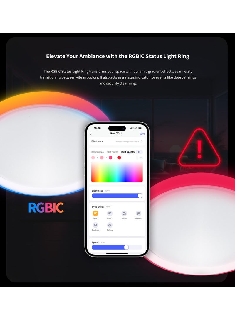 LED Ceiling Light T1M with Matter,RGB+IC with Gradient Effects and 16 Million Colors, 40W 3450lm, 2700-6500K Tunable White, Supports HomeKit, Alexa and IFTTT