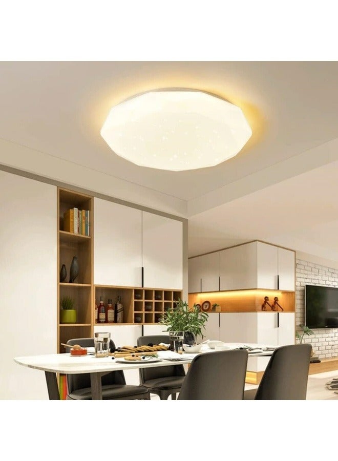 3-Color Diamond Shape Modern LED Ceiling Light for Living Room Dining Room Bedroom