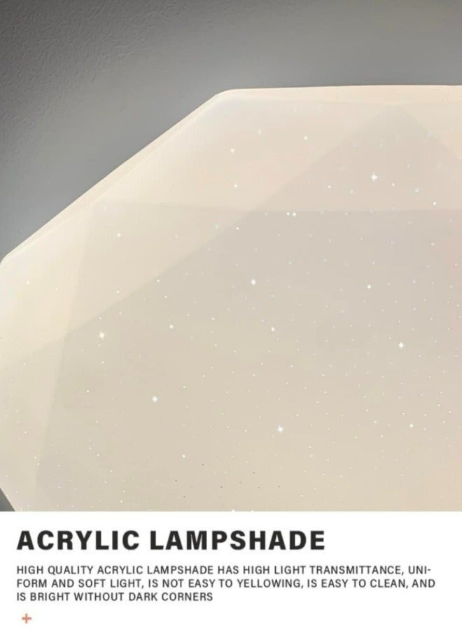3-Color Diamond Shape Modern LED Ceiling Light for Living Room Dining Room Bedroom