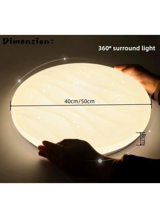 Modern Simple Flush Mount LED Ceiling Light, Wavy Round 3 Color LED Ceiling Light for Living Room, Dining Room, Bedroom, Kitchen, Island