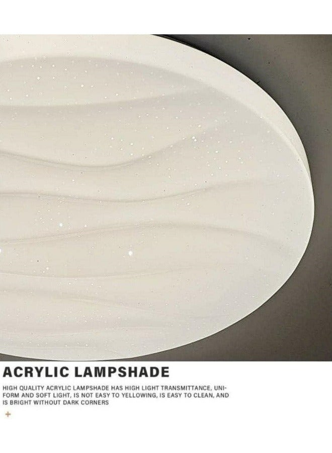 Modern Simple Flush Mount LED Ceiling Light, Wavy Round 3 Color LED Ceiling Light for Living Room, Dining Room, Bedroom, Kitchen, Island