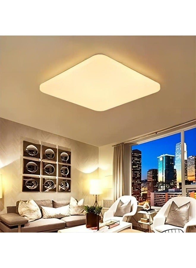 3-Color Square LED Ceiling Light Fixture Modern Simple Full White Flush Mount Ceiling Lamp for Bedroom,Living Room,Dining Room,Kitchen Island
