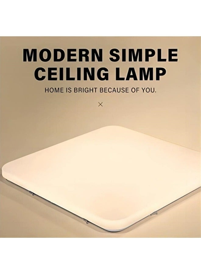 3-Color Square LED Ceiling Light Fixture Modern Simple Full White Flush Mount Ceiling Lamp for Bedroom,Living Room,Dining Room,Kitchen Island