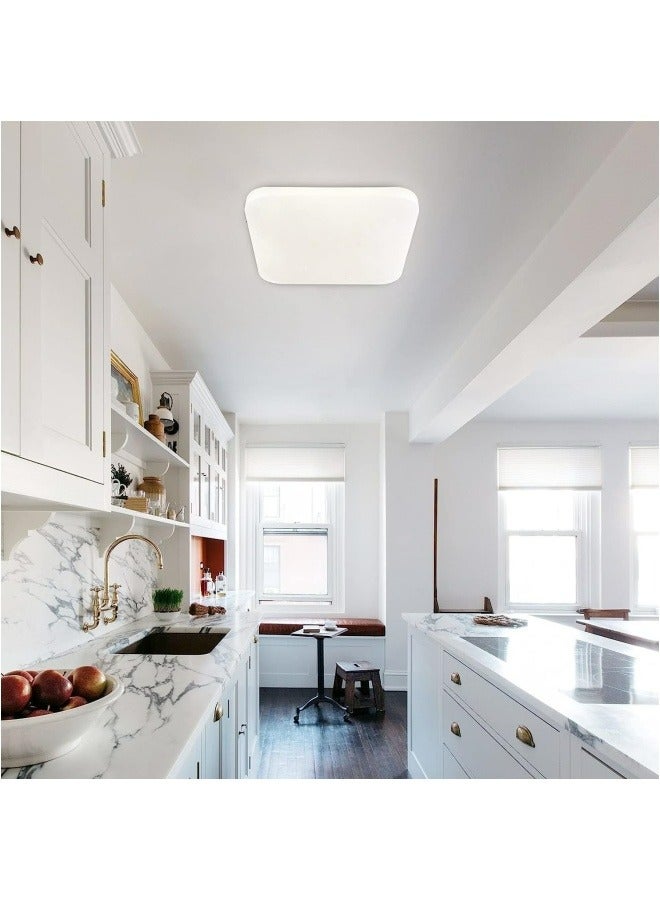 3-Color Square LED Ceiling Light Fixture Modern Simple Full White Flush Mount Ceiling Lamp for Bedroom,Living Room,Dining Room,Kitchen Island